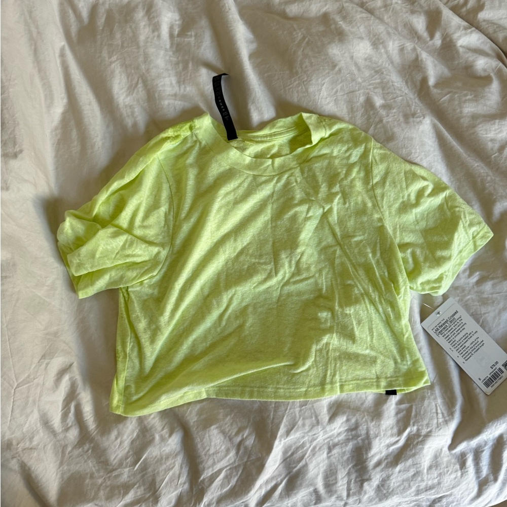 New neon green crop lulu lemon t with tags
